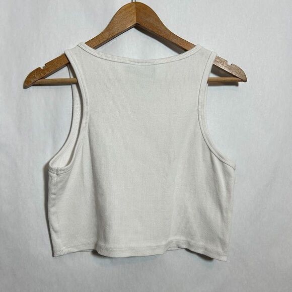 Von Dutch Womens L Ribbed Cropped Tank Top L White Shirt Beater Y2K - Picture 3 of 6